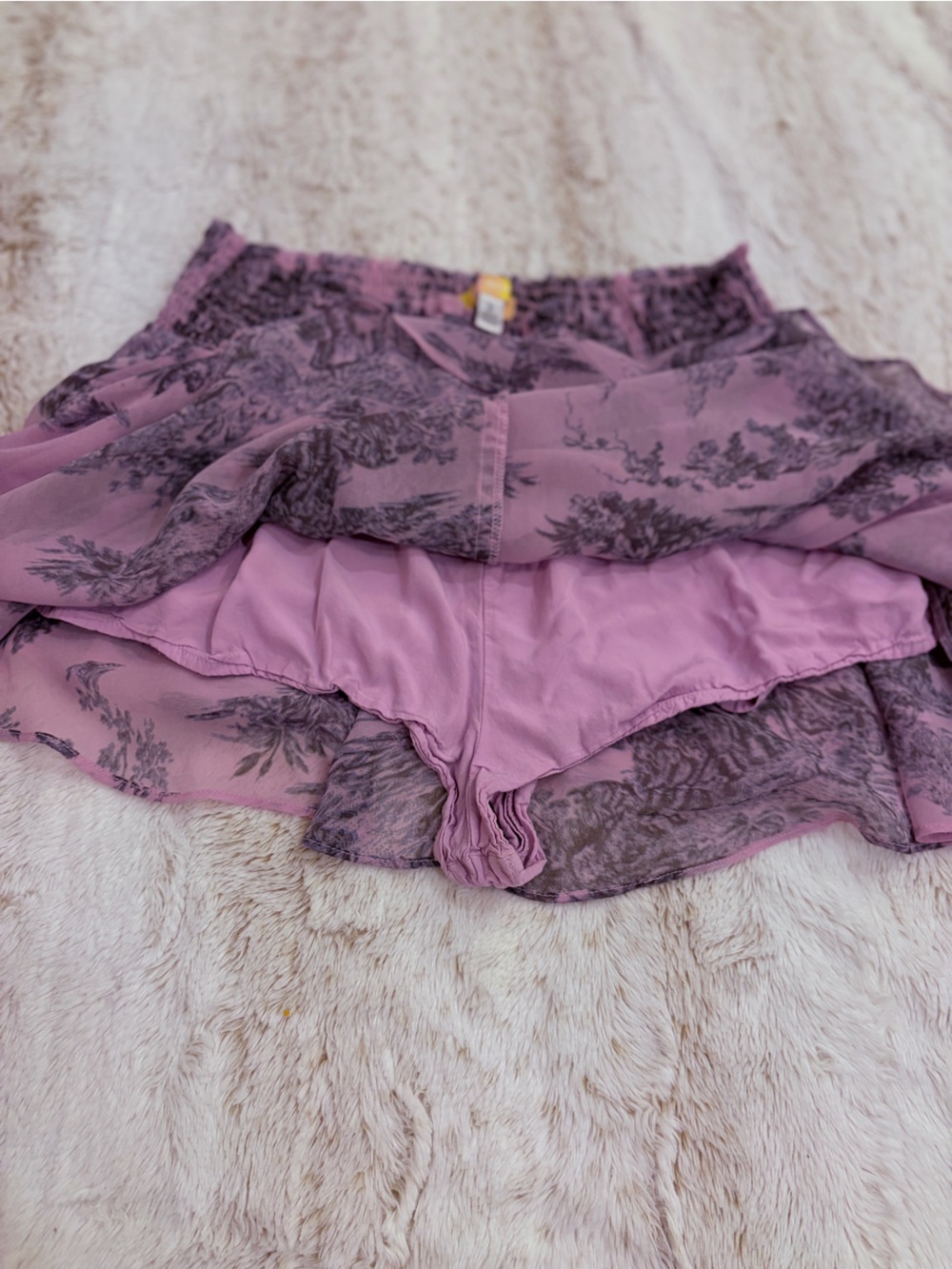 💜 Urban Outfitters Ciara Lilac Toile Ruffle Mini Skirt Y2K Fairycore Coquette - Picture 5 of 10